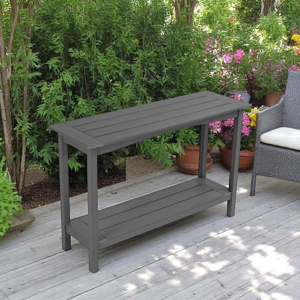 Adirondack Black Rectangle HDPE 31 in. H Outdoor Side Table Consle Table