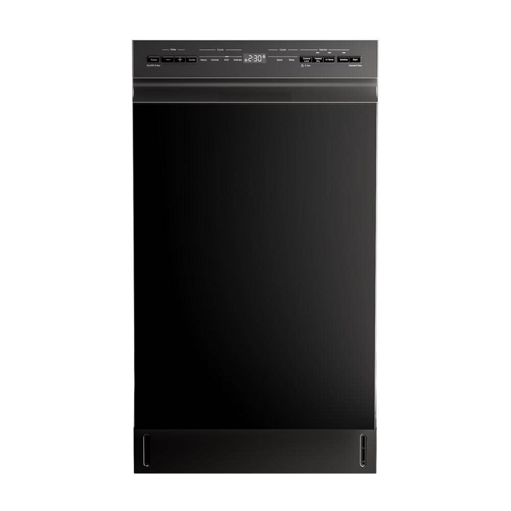 18 in. Front Control Built-In Dishwasher in Black with 6-Cycles, Stainless Steel Tub, Heated Dry, ENERGY STAR, 52 dBA