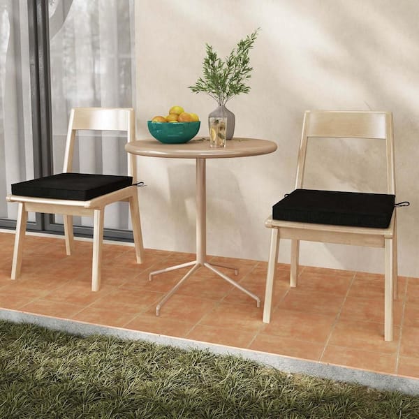 Black Square Outdoor Chair Seat Cushion Waterproof Fade-Resistant Olefin Seat Cushions (2-Pack)