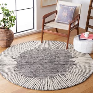 Abstract Black/Ivory 6 ft. x 6 ft. Marle Eclectic Round Area Rug