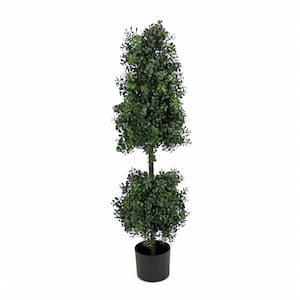 48 in. Artificial Boxwood Cone and Ball Topiary in Nursery Pot, Green