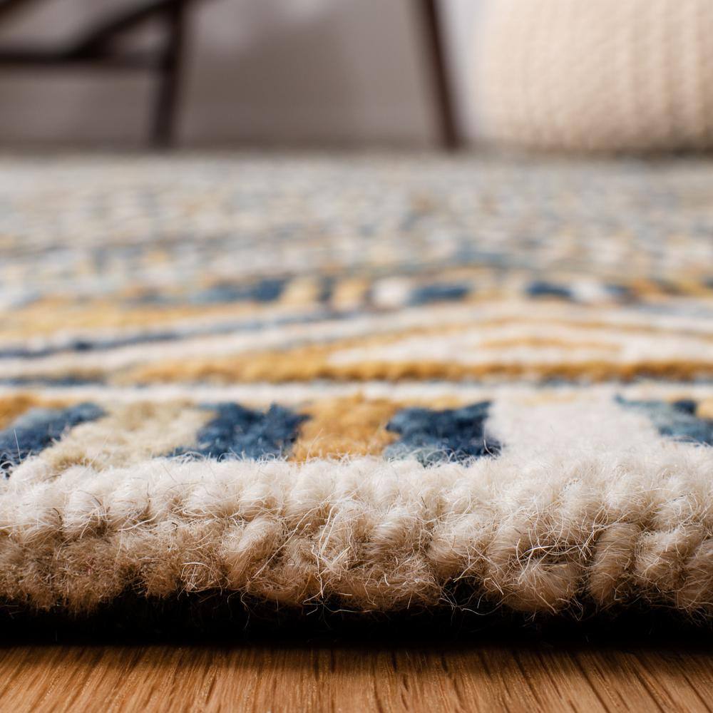 Blue Geometric Handmade Wool Area Rug 3' x 5'