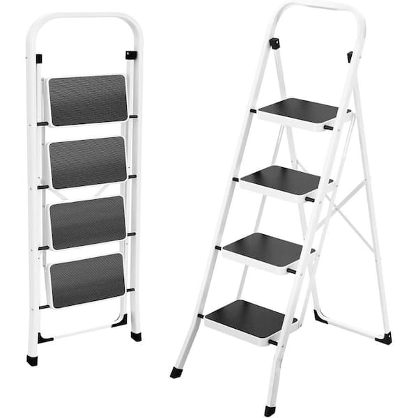 Reach 3 ft. 4 Step Folding Ladder Lightweight Stepladder w/ Anti-Slip Pedal Convenient Handrails 330 lbs. Capacity Step