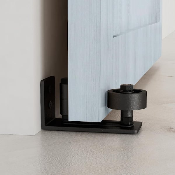 4.88 in. Black Steel Heavy-Duty Adjustable Sliding Barn Door Floor Guide Hardware