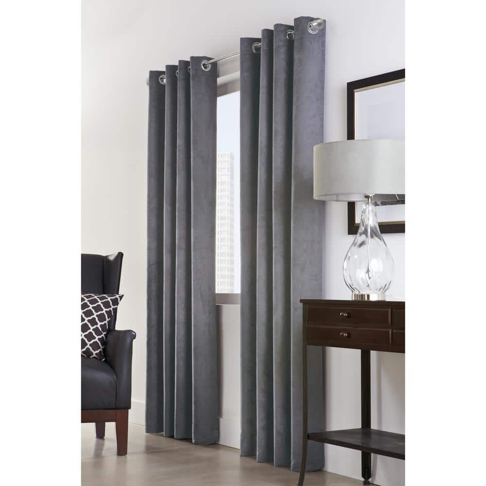 Dark Gray Polyester Blackout Grommet Curtain Panel 54 x 63 Inch
