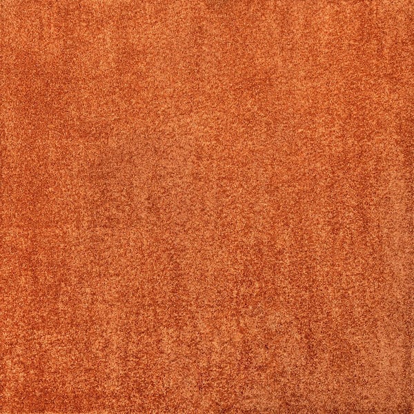 Haze Solid Low-Pile Orange 9 ft. Square Area Rug