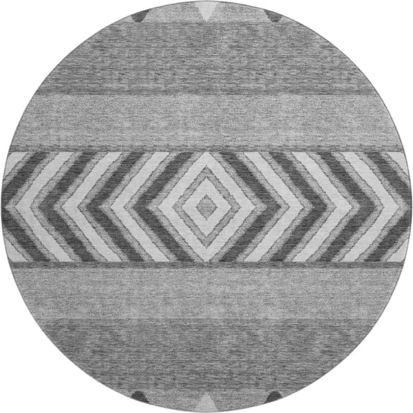 Addison Rugs Mayfield Premium Machine Washable Abstract AMF965 Gray 8 ft. x 8 ft. Round Rug