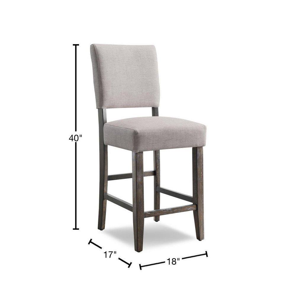 Set of 2 Gray Upholstered Wood Counter Height Barstools