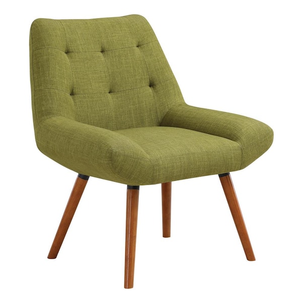 OSP Home Furnishings Calico Accent Chair in Green Fabric with Amber Legs