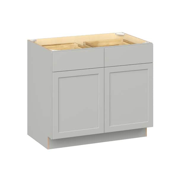 Emerson Whisper Gray Base 2-Drawer with 2-Door Ready to Assemble Kitchen Cabinet (39 in. W x 34.5 in. H x 24-in. D)
