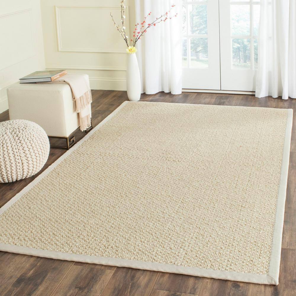 Cream Braided Wool Non-slip Area Rug 4' x 6'