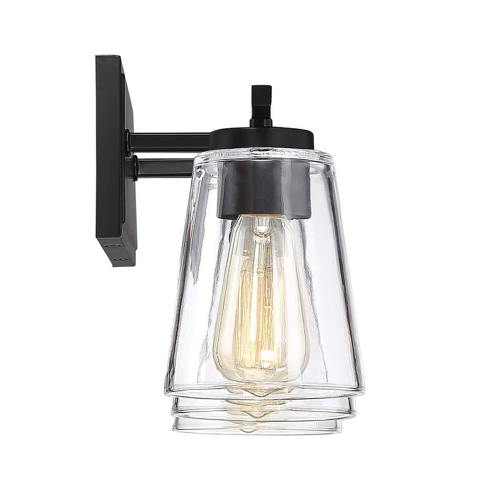 Calhoun Black 3-Light Vanity Fixture with Clear Glass Shades