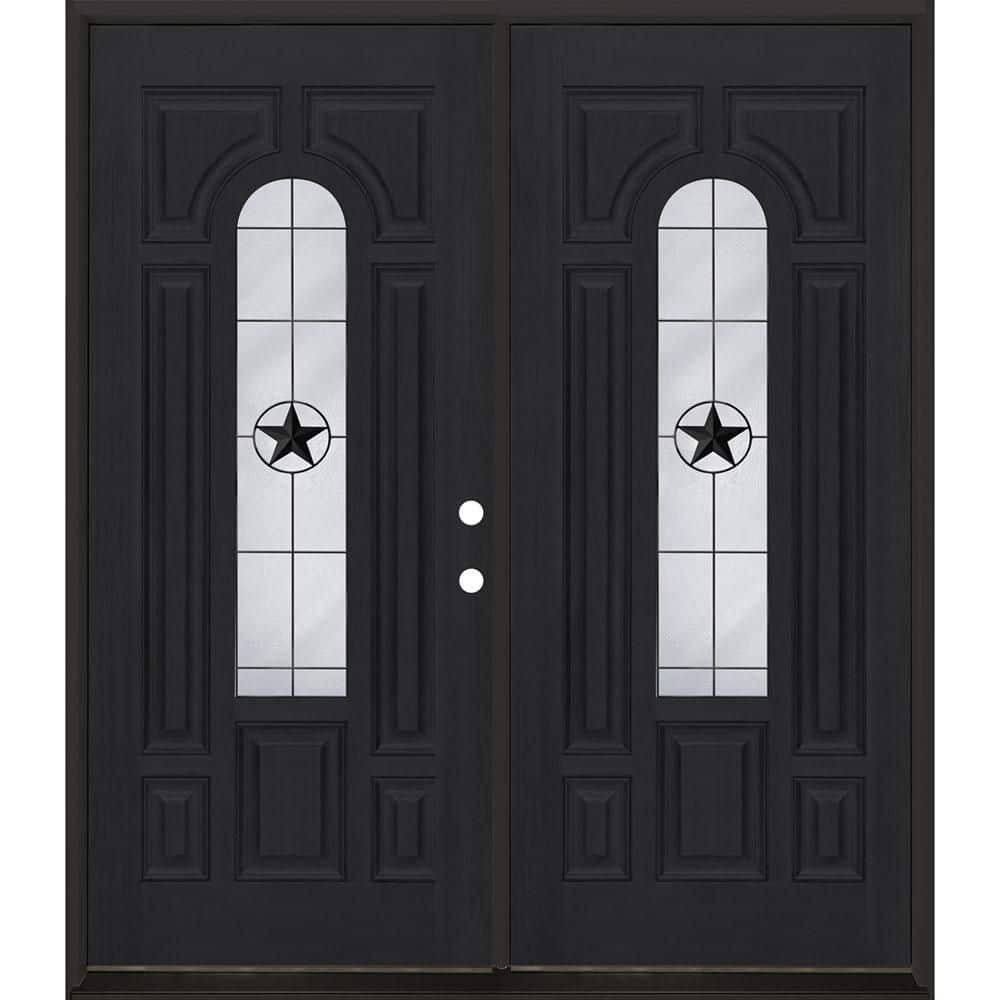 Regency 72 in. x 80 in. CenterLite Alamo Glass LHIS Onyx Fiberglass Double Prehung Front Door with 6-9/16 Jamb price history on PriceWatchPro