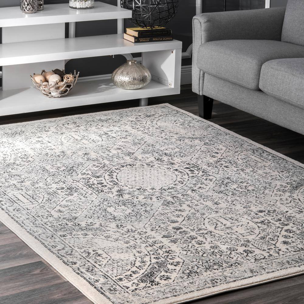 Elysian Gray Square Easy-Care Synthetic Area Rug