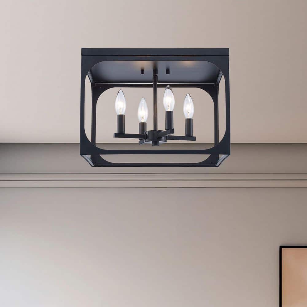 Ruby Ridge 15 in. 4-Light Black Flush Mount Ceiling Light with Metal Shade price history on PriceWatchPro