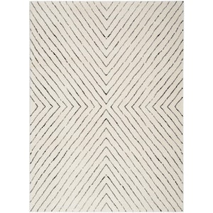 Modern Comfort Ivory Black 4 ft. x 6 ft. Abstract Contemporary Area Rug