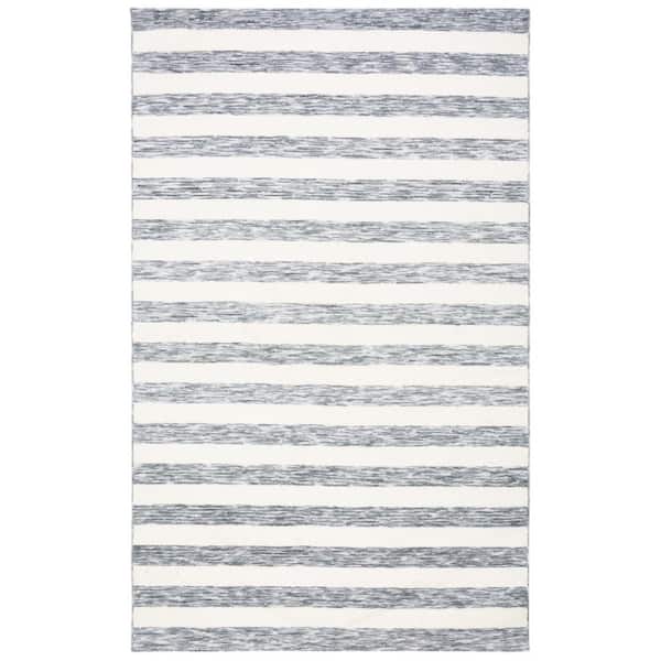 SAFAVIEH Easy Care Grey/Ivory 4 ft. x 6 ft. Machine Washable Striped Abstract Area Rug