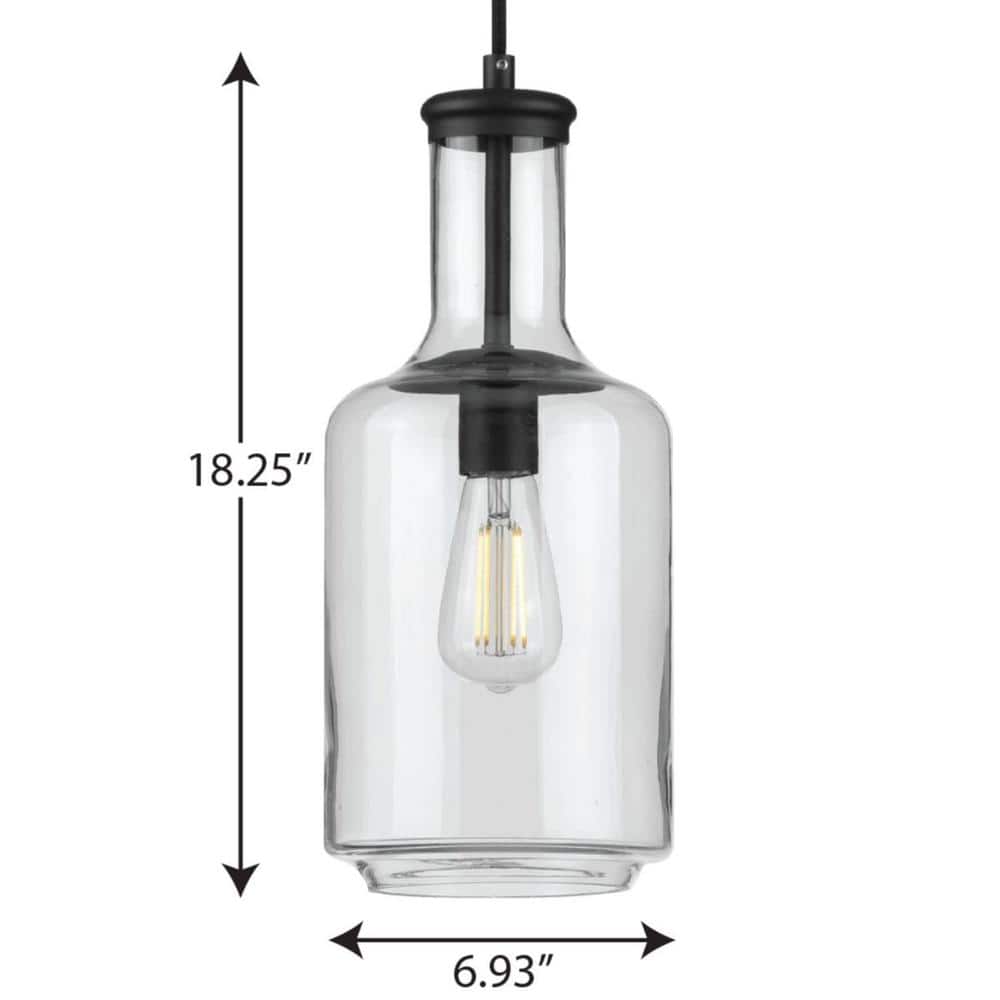 Latrobe Matte Black Glass 17" Pendant Light