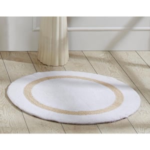 Hotel Collection White/Sand 30 in. x 30 in. 100% Cotton Bath Rug