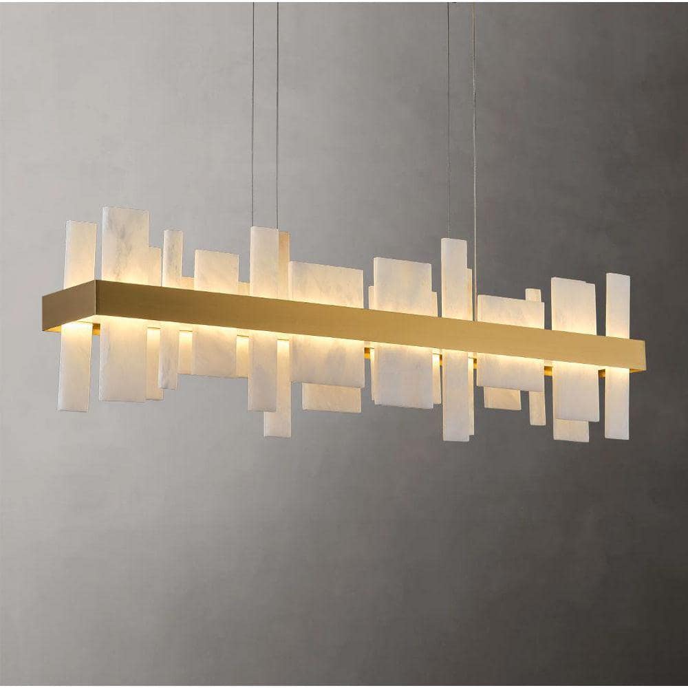 Modern Chandelier 47 in. 8-Lights Linear Gold Chandelier With Alabaster Shade, Chandelier for Dining Room, Living Room price history on PriceWatchPro
