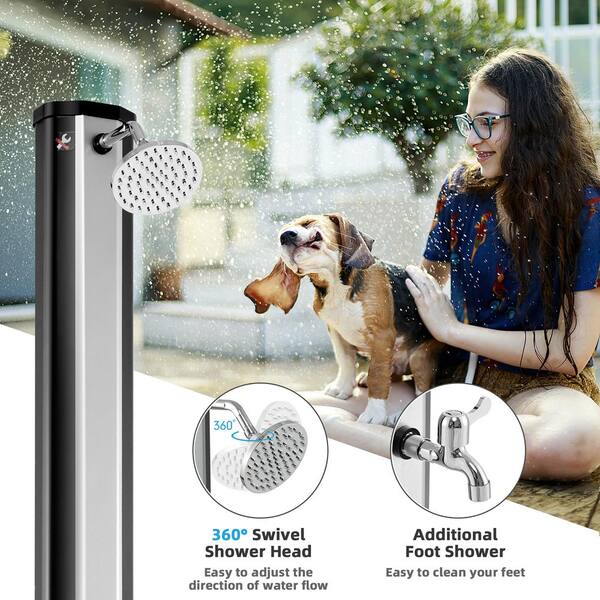 Costway 7.2 ft. 9.3 Gal. Solar Heated Shower with Adjustable Head and Foot  Tap Spigot in Grey NP10568 - The Home Depot