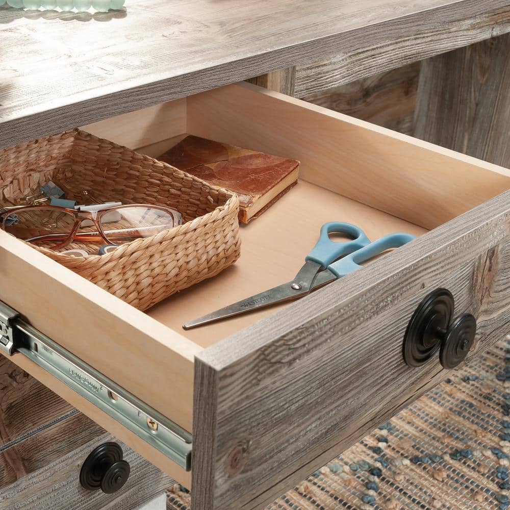 Rustic Cedar L-Shaped Wood Computer Desk with Drawers