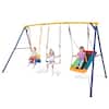 Gymax 3-in-1 Steel Outdoor Kids Swing Set 660 lbs. Carbon