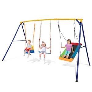 3-in-1 Steel Outdoor Kids Swing Set 660 lbs. Carbon Steel Swing Frame with Belt Swing for Toddlers