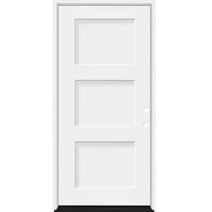 Legacy 36 in. x 80 in. 3P Equal Shaker LHIS Unfinished White Fiberglass Prehung Front Door w/6-9/16 Jamb