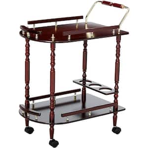 Traditional Brown 2-Tier Serving Cart