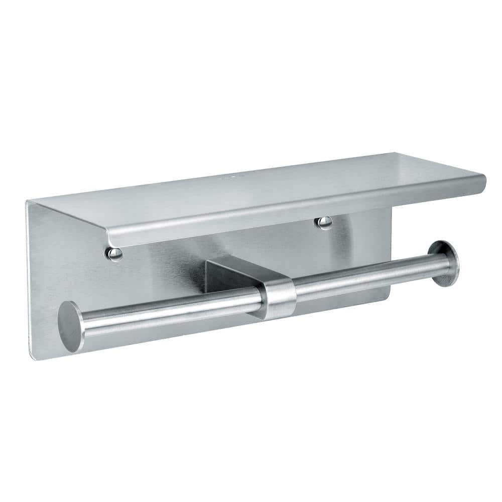 Universal Stainless-Steel Wall Mounted Double Post Toilet Paper Holder with