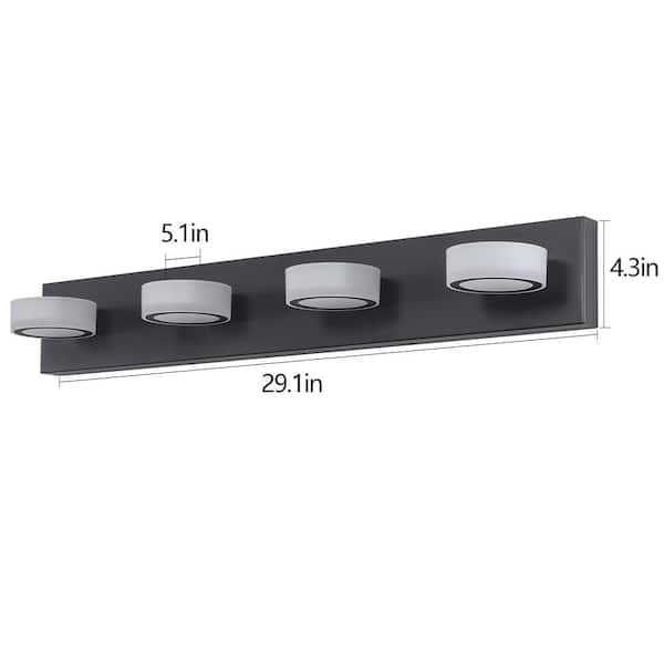 7.5 in. Modern Black 4-Light LED Vanity Lights Bar Fixtures Over Mirror Bath Wall Lighting with High-quality Metal