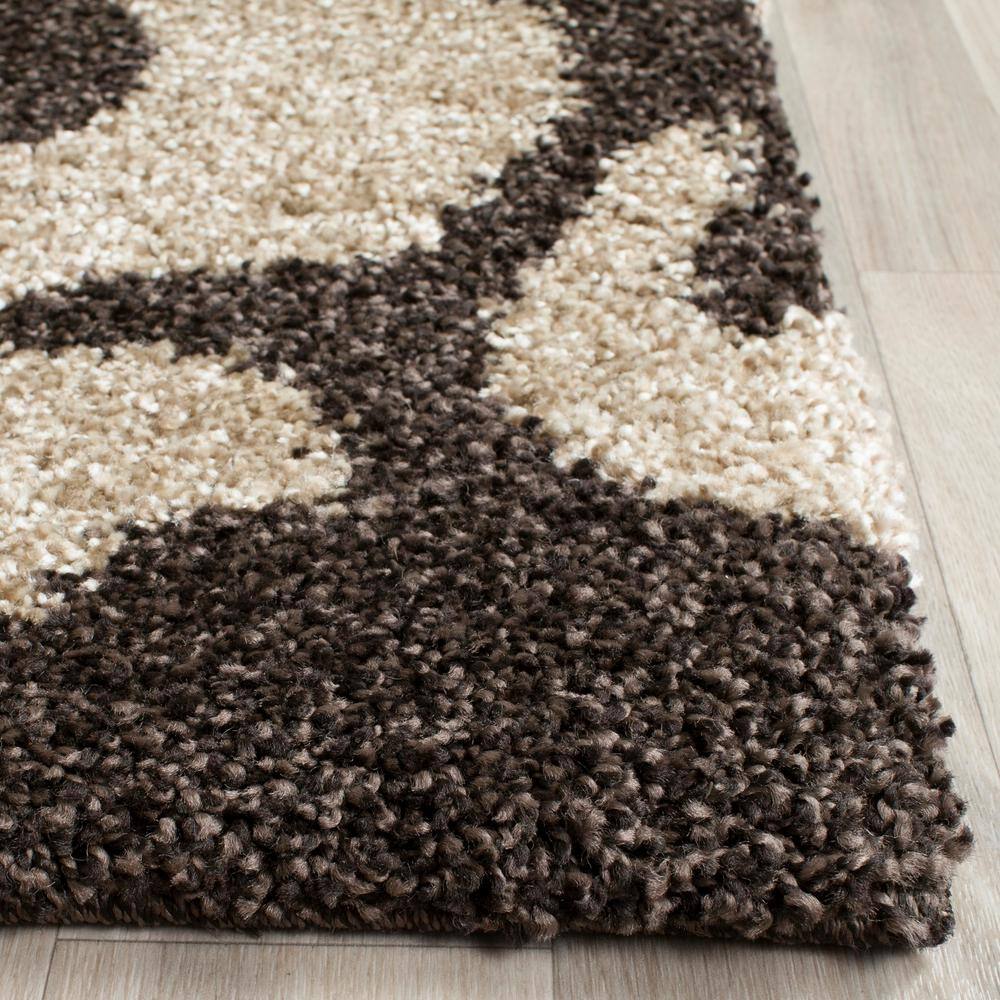 Cozy Haven Dark Brown and Smoke Plush Shag Area Rug 6' x 9'