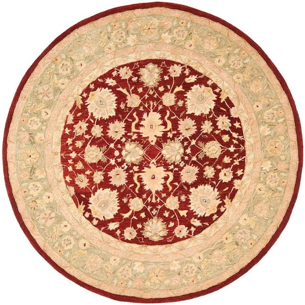 SAFAVIEH Anatolia Red/Moss 8 ft. x 8 ft. Round Border Area Rug