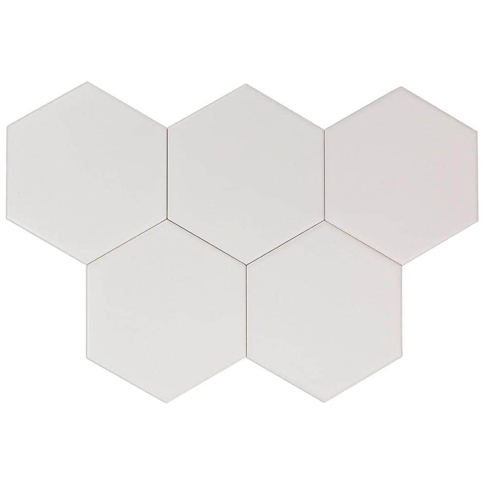 David Matte White Hexagonal Ceramic Wall Tile