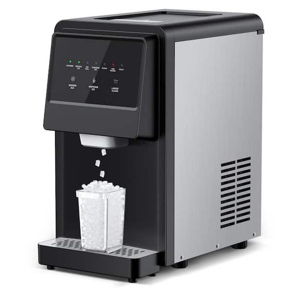 12 in. Stainless Steel 88 lb./24 H Countertop Portable Ice Maker Crescent Ice Cube w/Self-Cleaning, Chewable Nugget Ice