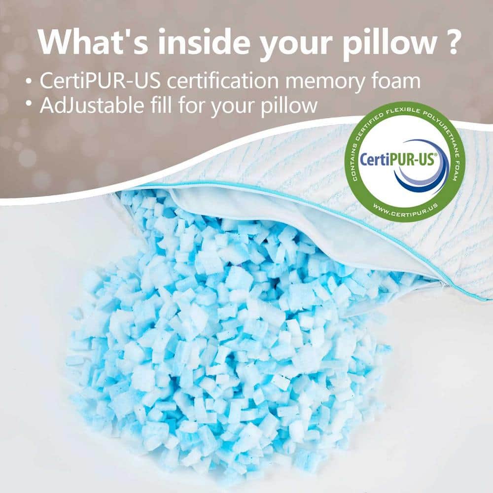 Standard Size Blue Cooling Memory Foam Sleeping Pillows Set