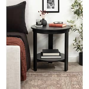 Foxford 22 in. Black Round Wood Veneer/MDF End Table