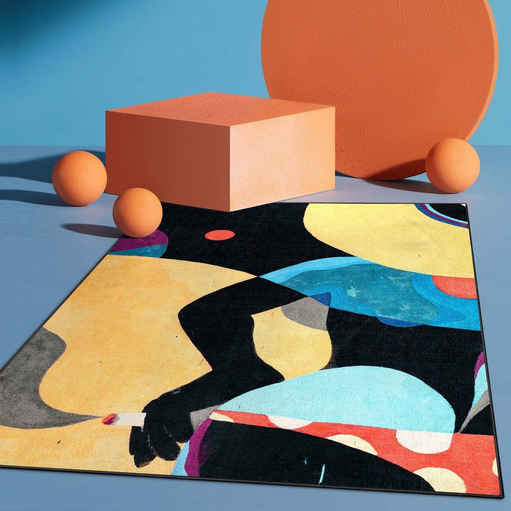 Life's a Beach Multicolor Synthetic Abstract Rectangular Area Rug