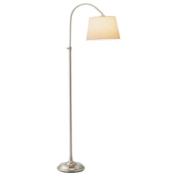 HomeRoots 62 in. Silver 1 Light 1-Way (On/Off) Standard Floor Lamp for Liviing Room with Cotton Lantern Shade
