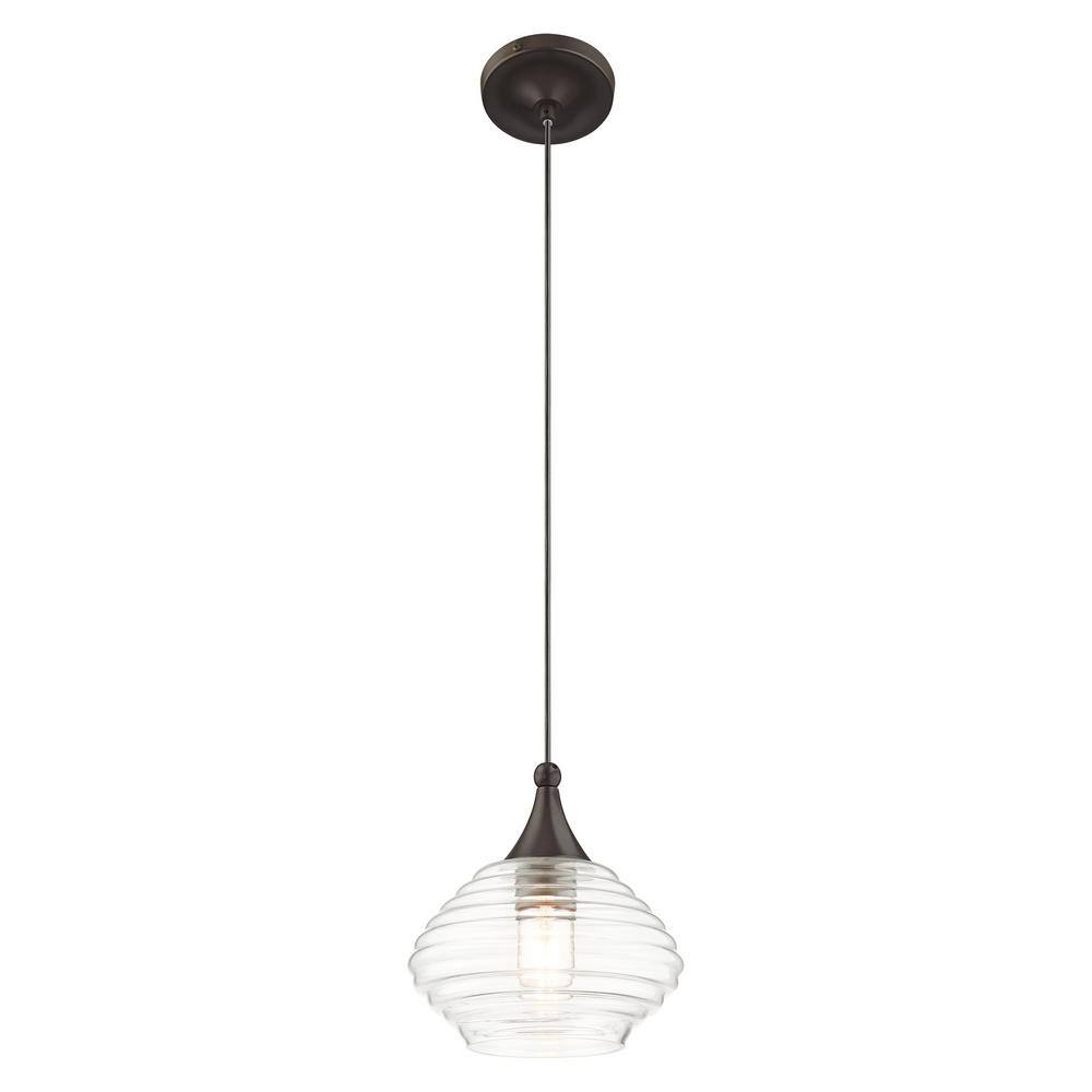 English Bronze Mini Globe Pendant with Clear Glass Shade
