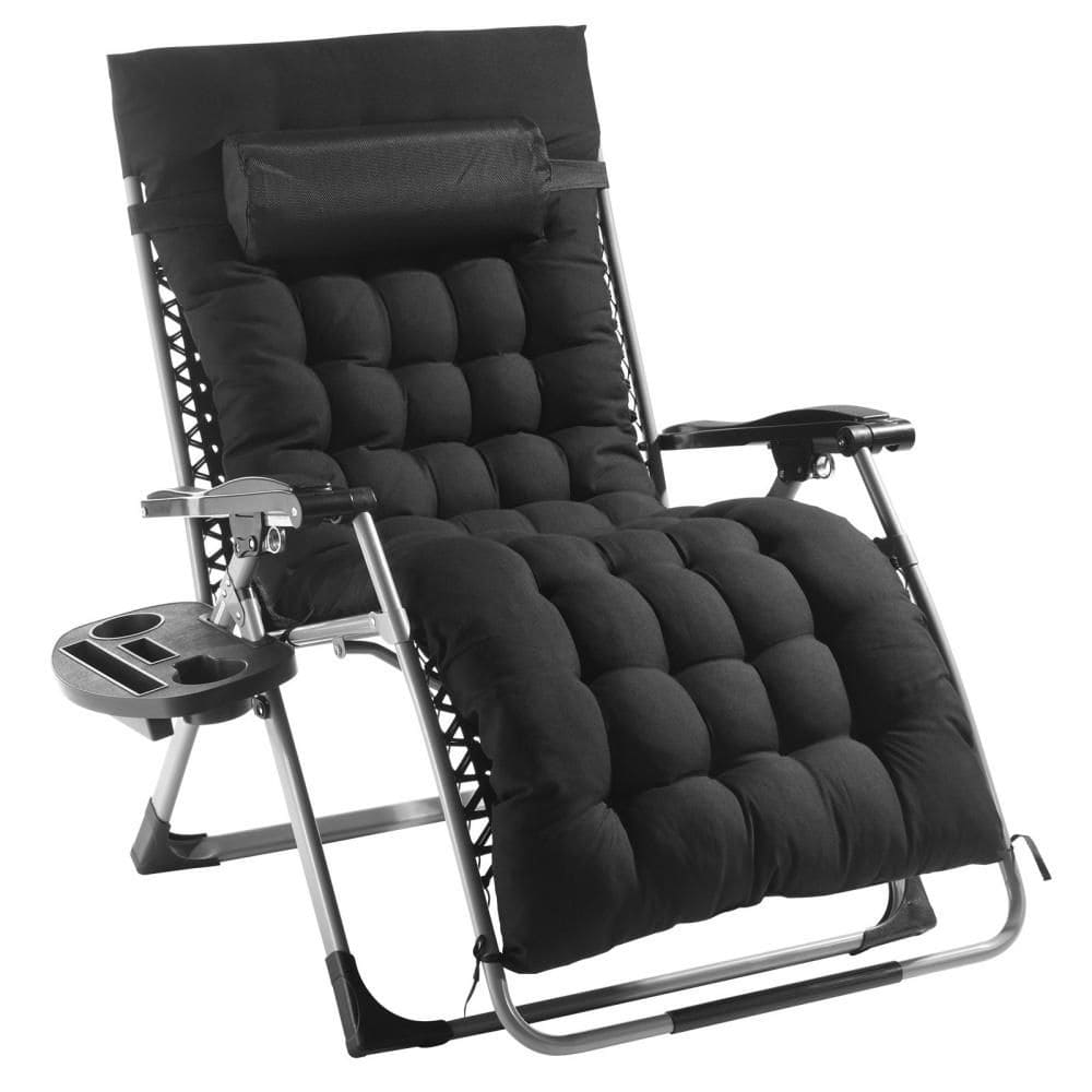 33 in. Zero Gravity Recliner Lounge Chair with Cushion, Headrest, Footrest and Cupholder, Indoor and Outdoor Use, Black price history on PriceWatchPro