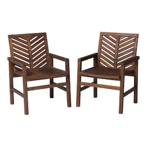 Dark Brown Acacia Wood Outdoor Patio Lounge Chair (2-Pack)