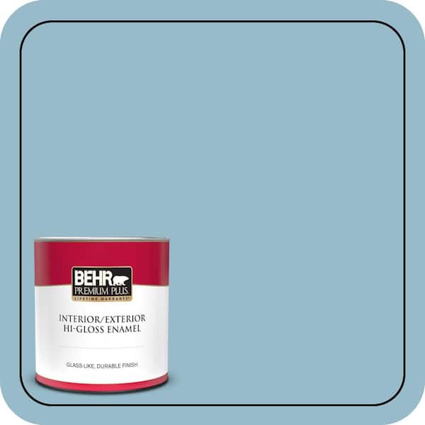 BEHR PREMIUM PLUS 1 qt. #S480-3 Sydney Harbour Hi-Gloss Enamel Interior/Exterior Paint & Primer
