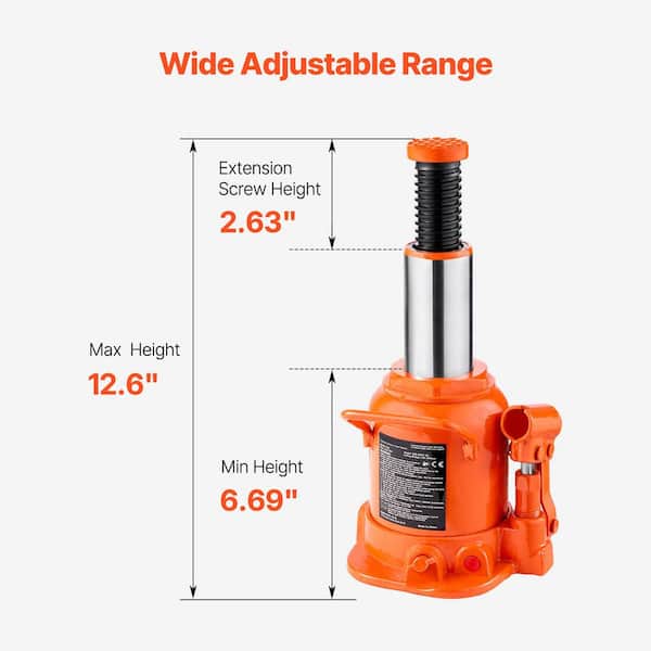 SKYSHALO Hydraulic Bottle Jack, 6.69 in.-12.6 in. Lifting Range