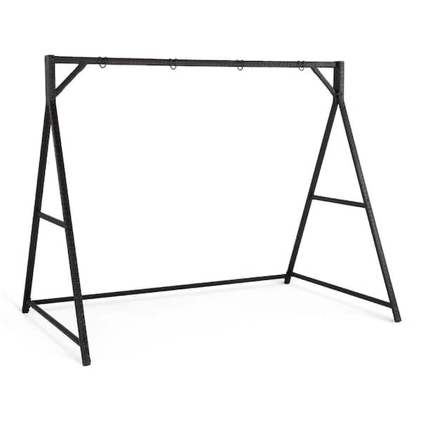 Outdoor 7 ft. Black Wicker Porch Swing Stand
