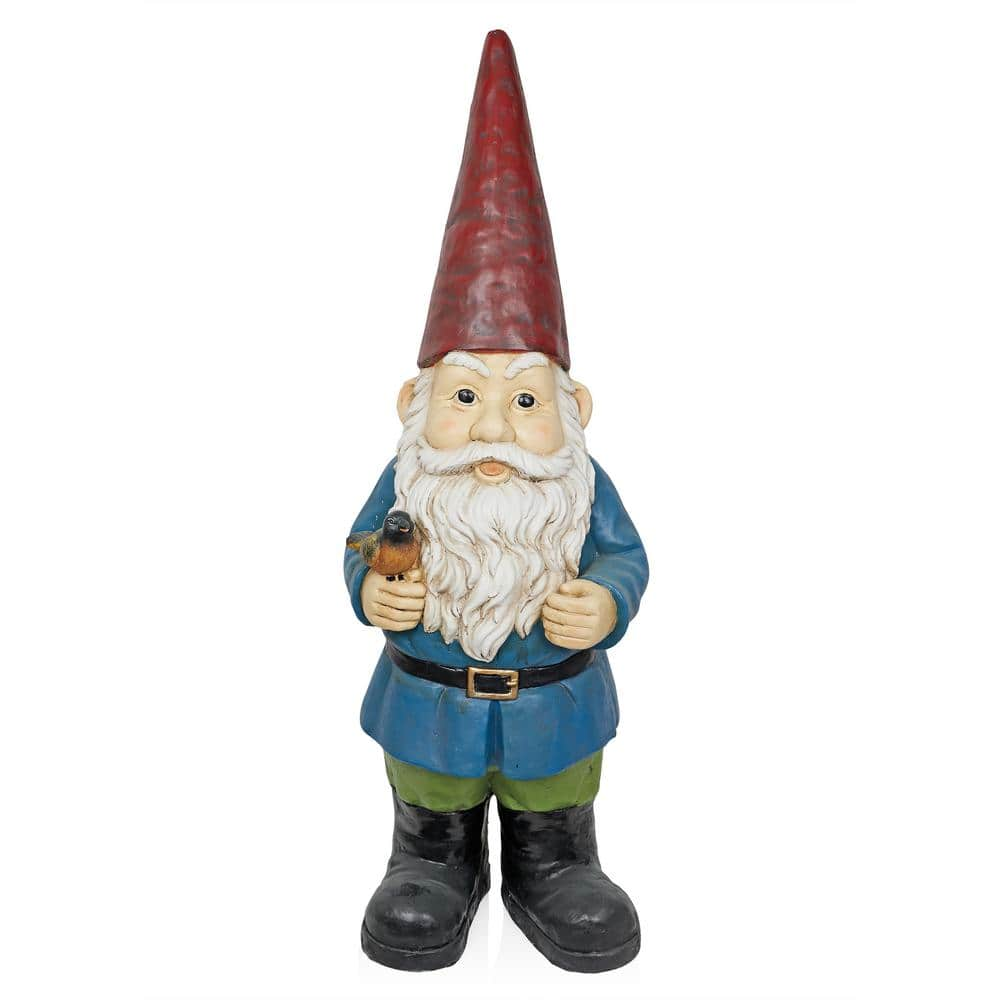 Alpine Corporation 48 in. Gnome with Bird Statuary ZKD100 - The Home Depot