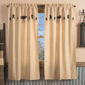 Kettle Grove 36 in W x 63 in L Attached Valance Crow Light Filtering Rod Pocket Window Panel Dark Creme Black Pair