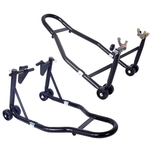 Amucolo Motorcycle Stand 1000 lb. Sport Bike Front and Rear Wheel Lift Swingarm Paddock Stands Black U