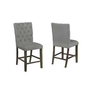 Chris 2pc Gray Linen Fabric Counter Height Chairs